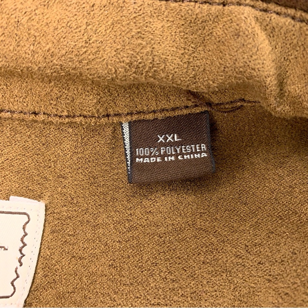 XXL Bit And Bridle Mens Western Shirt Brown Tan Faux Suede Snap Buttons Stretch - Picture 9 of 13